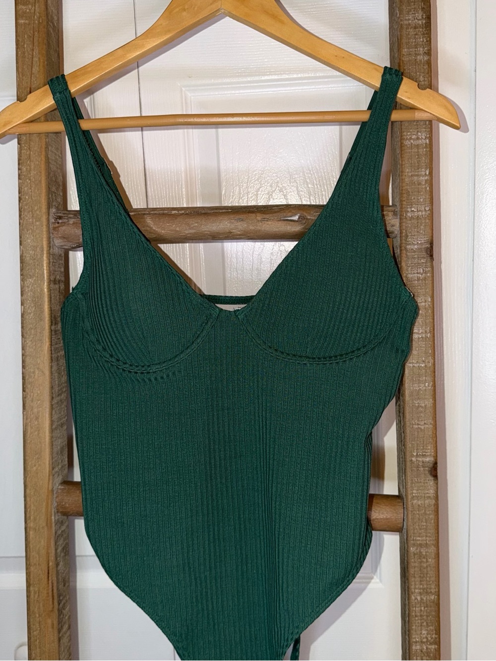 Ribbed Deep Green Bodysuit Size Large